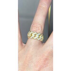 925 Solid Gold Sterling Iced Miami Cuban Ring Size 7 New